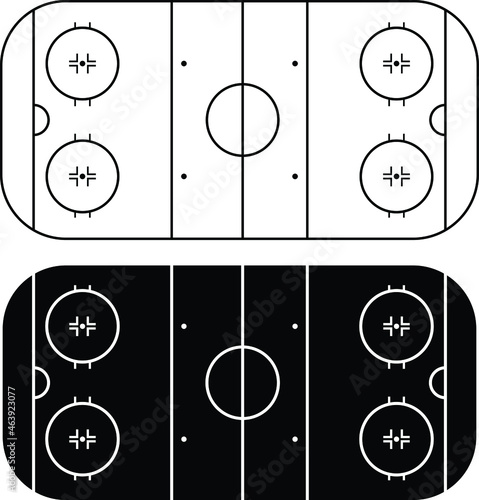 Hockey Rink Clipart Set - Outline and Silhouette