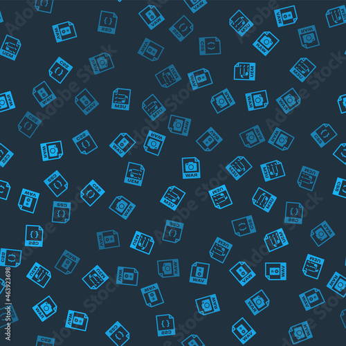 Set WAV file document, M3U, RAW and CSS on seamless pattern. Vector