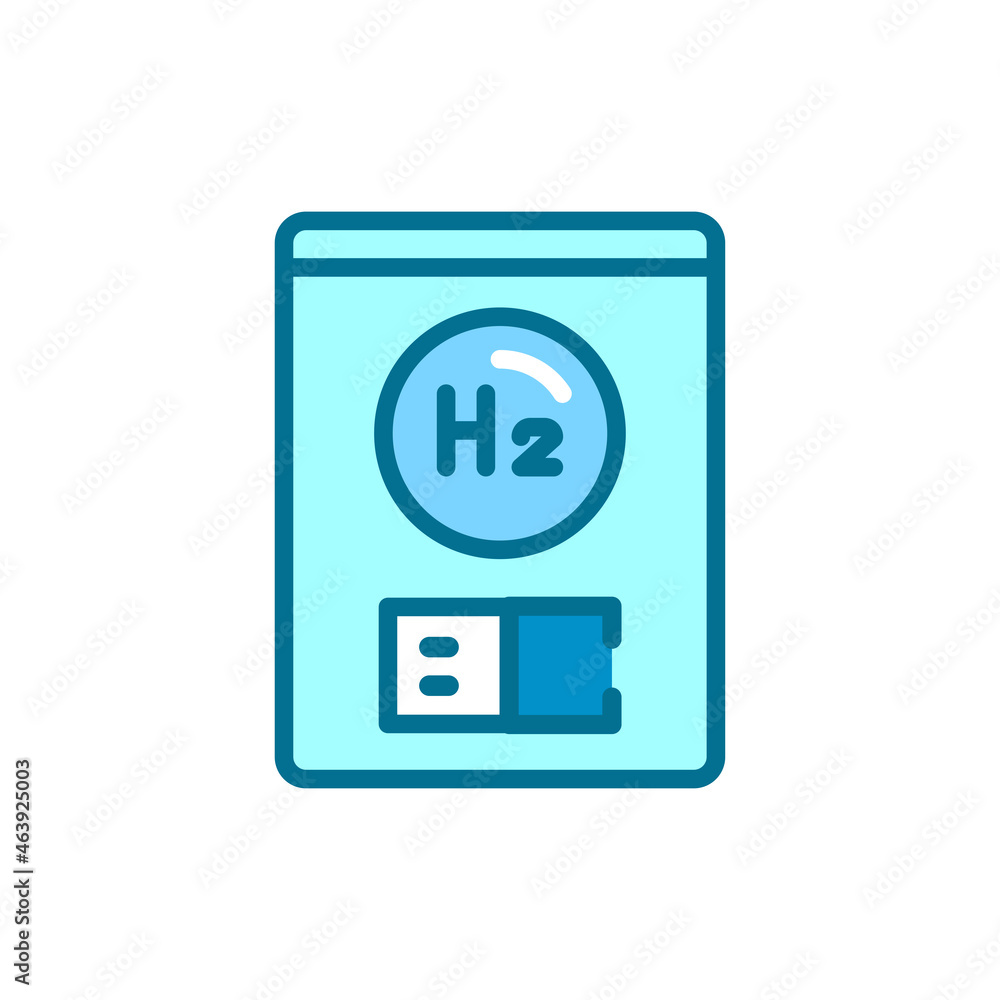 Boiler H2 color line icon. Hydrogen energy. Isolated vector element.