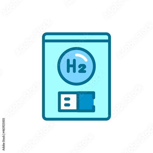 Boiler H2 color line icon. Hydrogen energy. Isolated vector element.