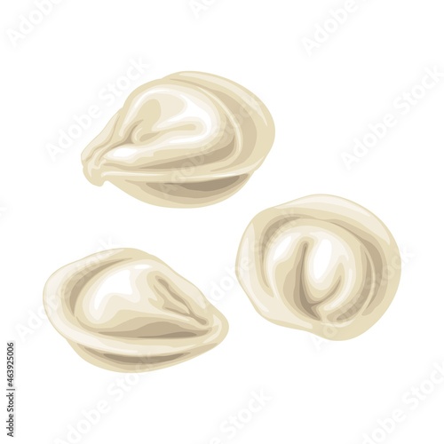 Dumpling. Vintage color vector illustration. Isolated on white