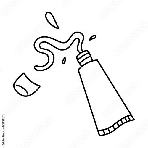 Hand drawn Cream tube. Unlabelled tube of sun protection, moisturizing cream or facial mask. Vector illustration in doodle style isolated on white background.