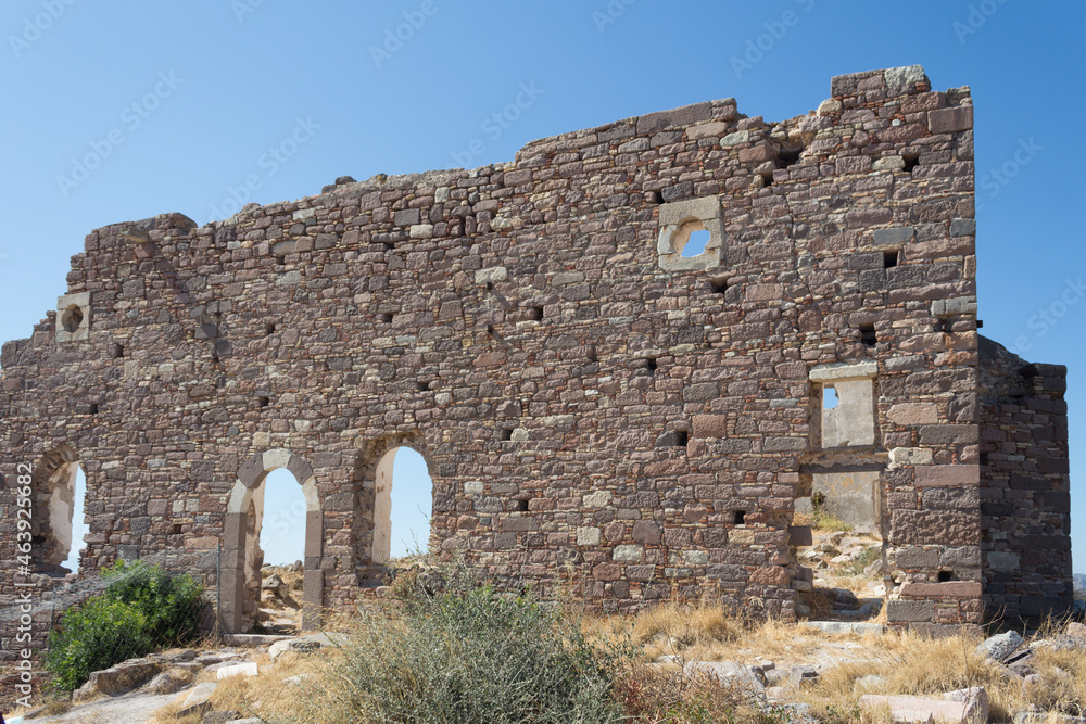 ruins of ancient city Church of Erythrae or Erythrai, Cesme, Izmir, Turkey