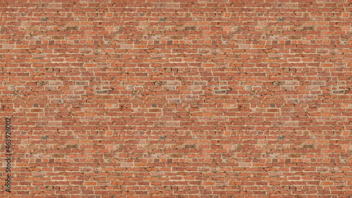 old red brick wall background, wide panorama