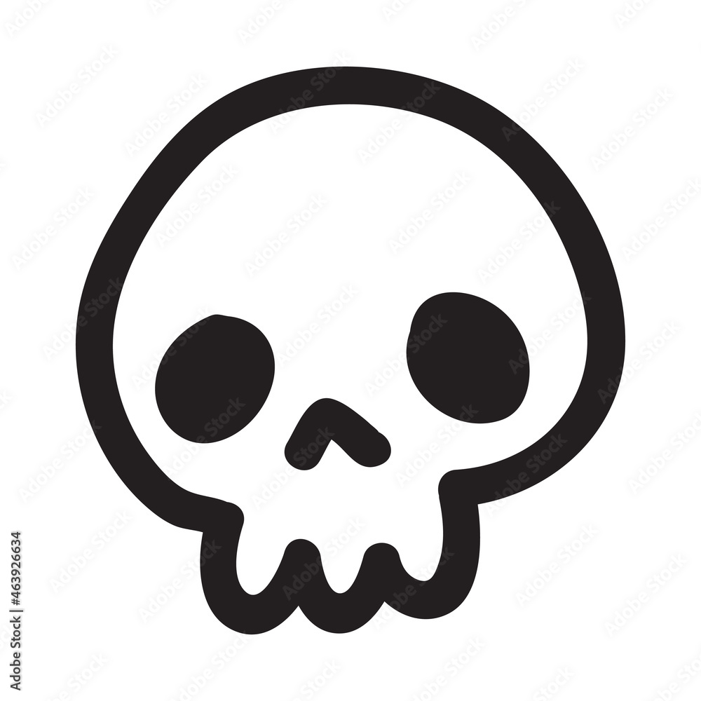 Hand drawn cartoon doodle skull. Funny cartoon skull isolated on white background. Hand drawn cartoon doodle skull. Funny cartoon skull isolated on white background.