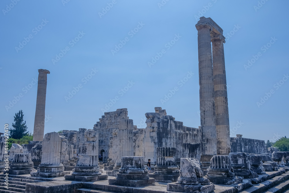 View of Temple of Apollo in antique city of Didyma Aydin, Turkey.