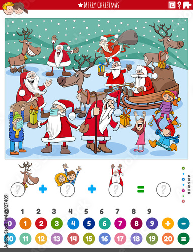 count and add game with comic Christmas characters