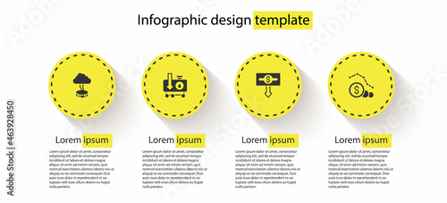 Set Storm, Drop in crude oil price, Dollar rate decrease and . Business infographic template. Vector