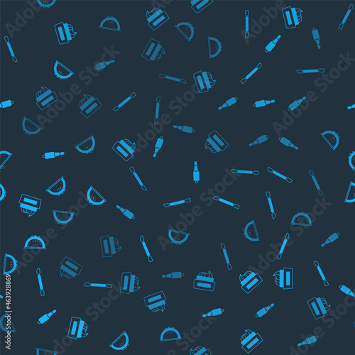 Set Bottle of nail polish, Cuticle pusher, Milling cutter for manicure and Manicure lamp on seamless pattern. Vector