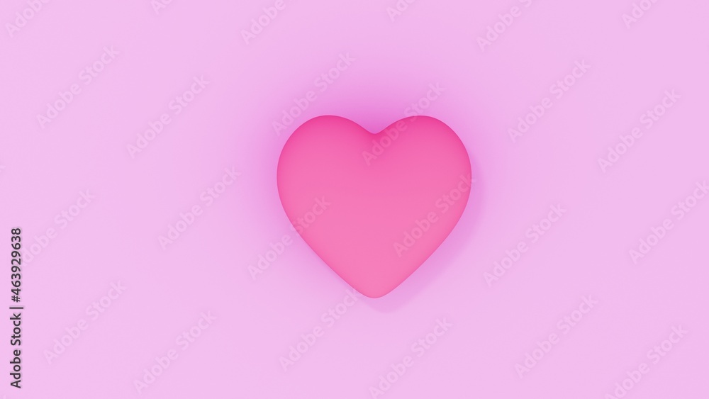 Valentine's Day sale pink background. composition with heart. 3d render