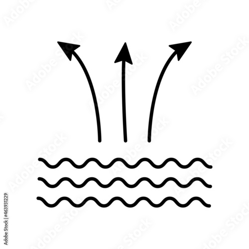Breathable material, air vector icon, airflow symbol. Filtration waves. Linear simple illustration