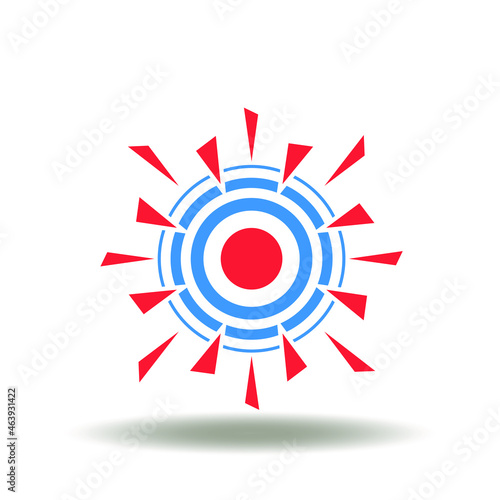 Vector illustration of rings diverging from circle center and sharp needles. Symbol of pain. Icon of ache.
