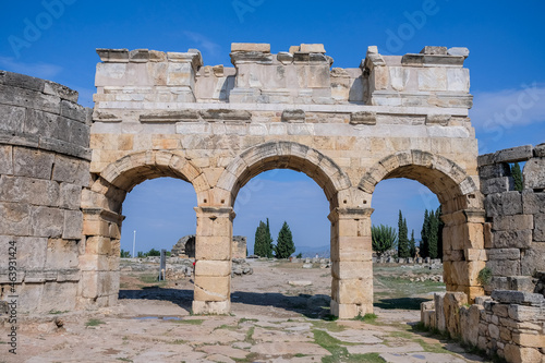 Title: Roman gladiator tombs found in ancient city ruins of Hierapolis, Pamukkale, Denizli, Turkey © AykutEkinci