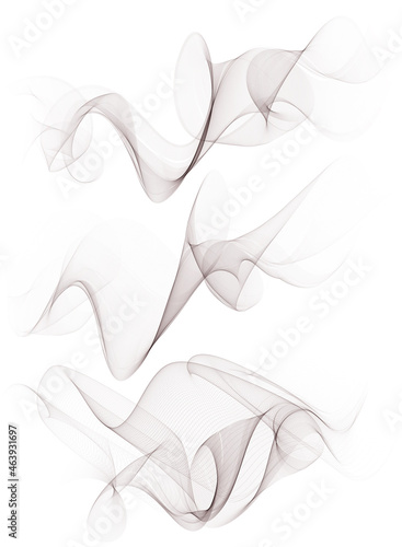 Transparent abstract halftone grey lines set. Modern dynamic grey smooth swoosh futuristic waves collection. Web header or footer layout.