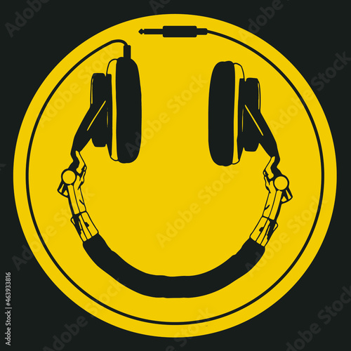 smiley headphones stick photo