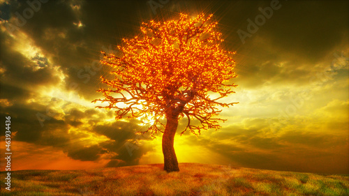 a mysterious magic tree  3d rendering 