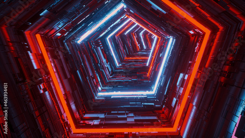 Slika na platnu a futuristic tunnel background (3d rendering)