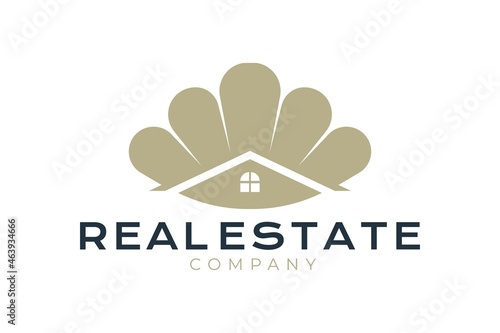 pearl shell real estate logo design, mortgage logo template