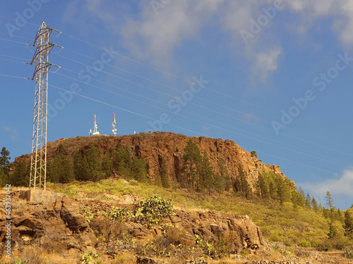landscape in the mountains with cell phone towers 