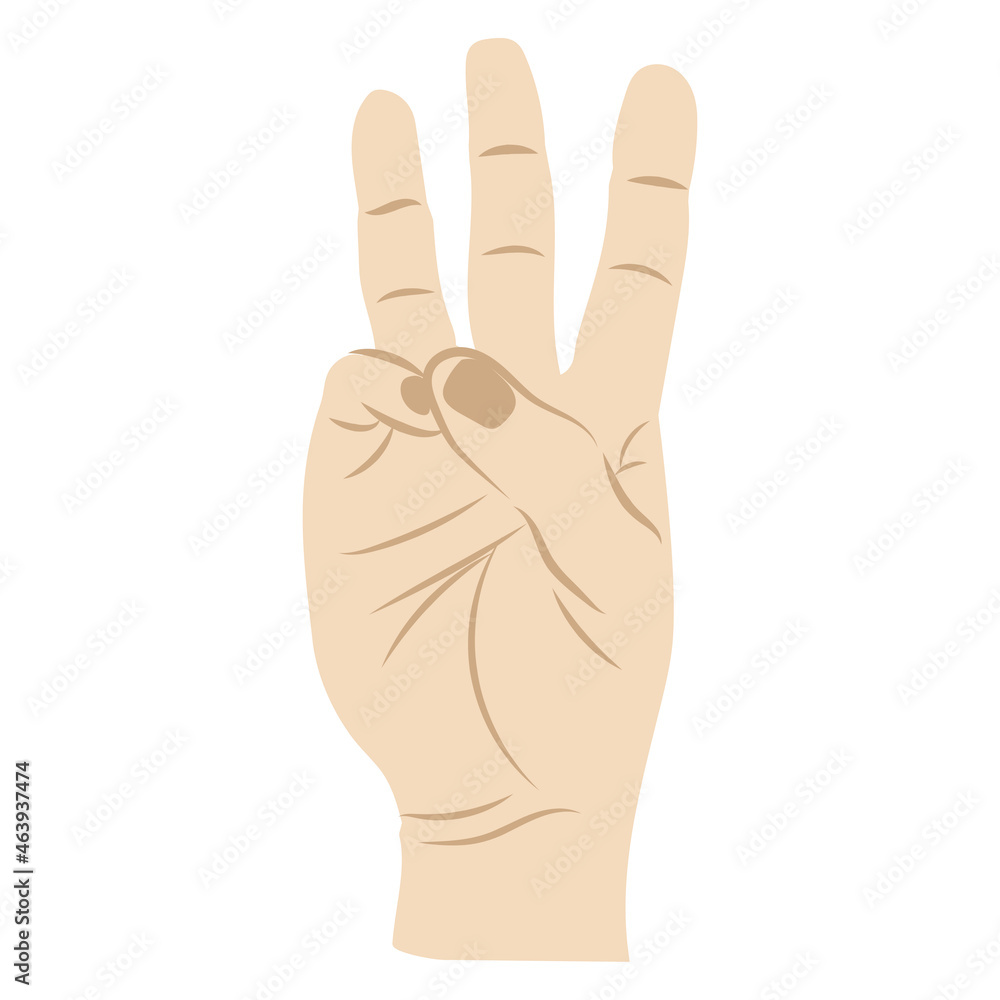 hand drawn 3 fingers on white background. hand drawn 3 fingers on white background.