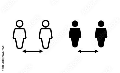 Social distance icons set. social distancing sign and symbol. self quarantine sign