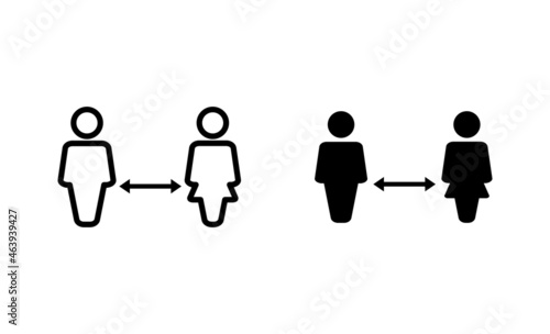 Social distancings set. social distance sign and symbol. self quarantine sign