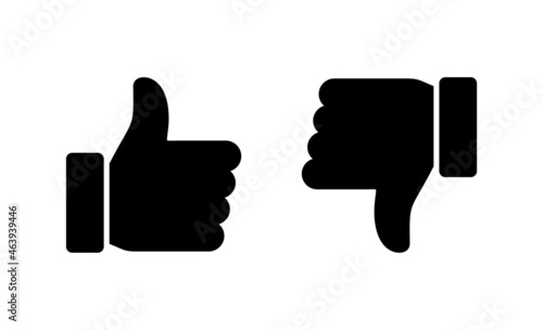 Like and dislike icons set. Thumbs up and thumbs down sign and symbol.