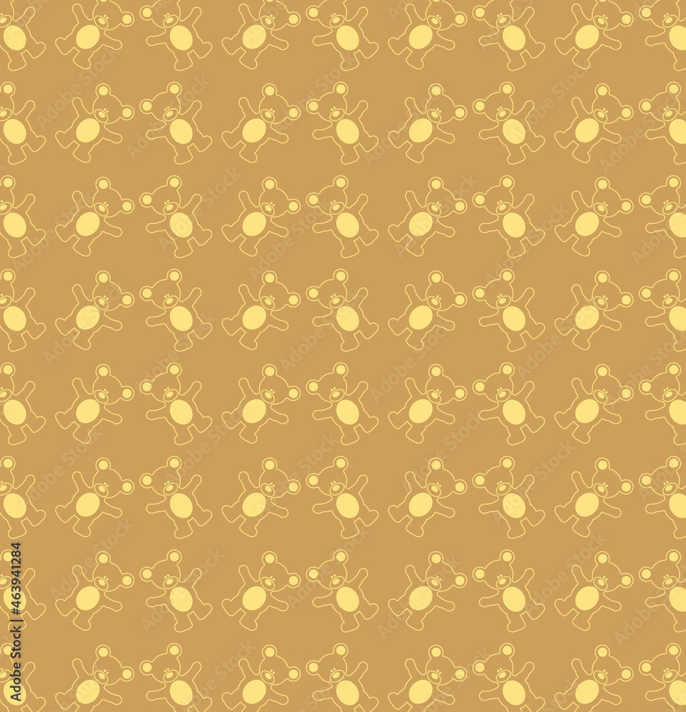 seamless  pattern with teddy bears on brown background 