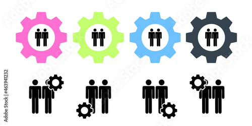 People, two, friends vector icon in gear set illustration for ui and ux, website or mobile application