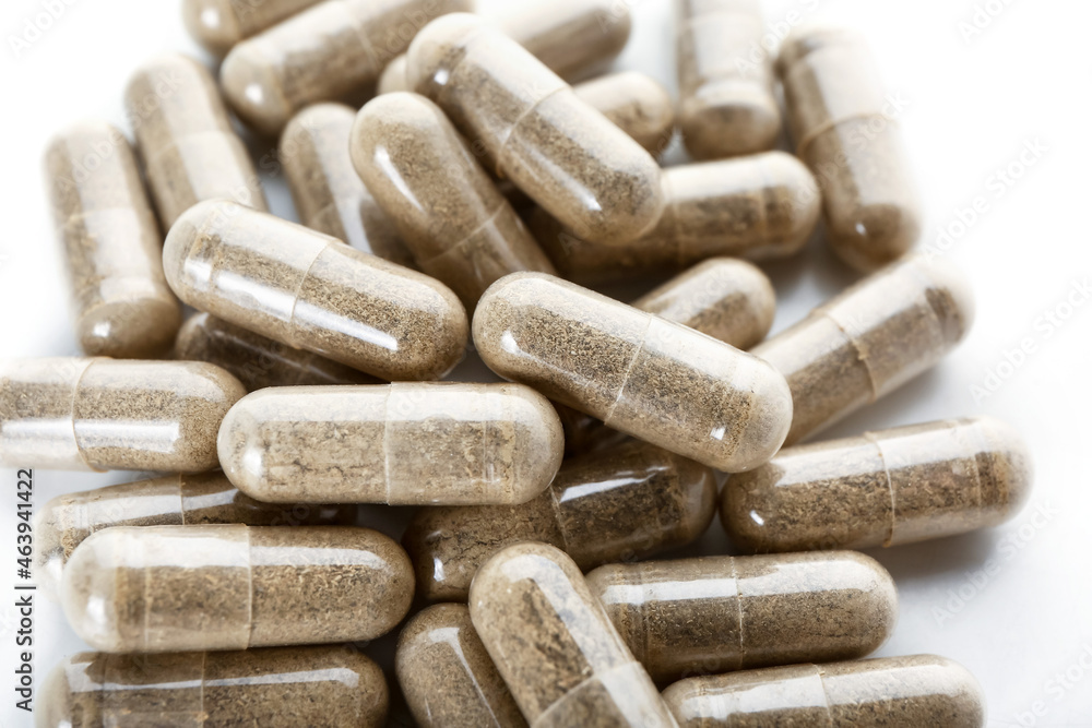 Medical pills on white background, closeup Medical pills on white background, closeup