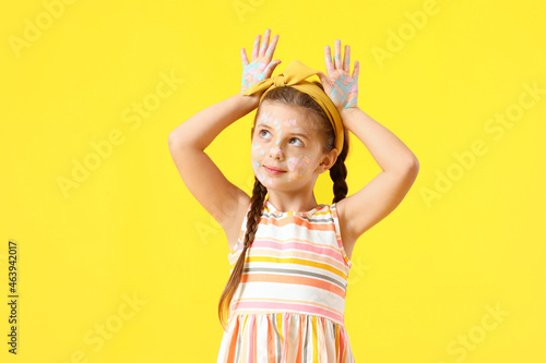Funny little girl in paint ...
