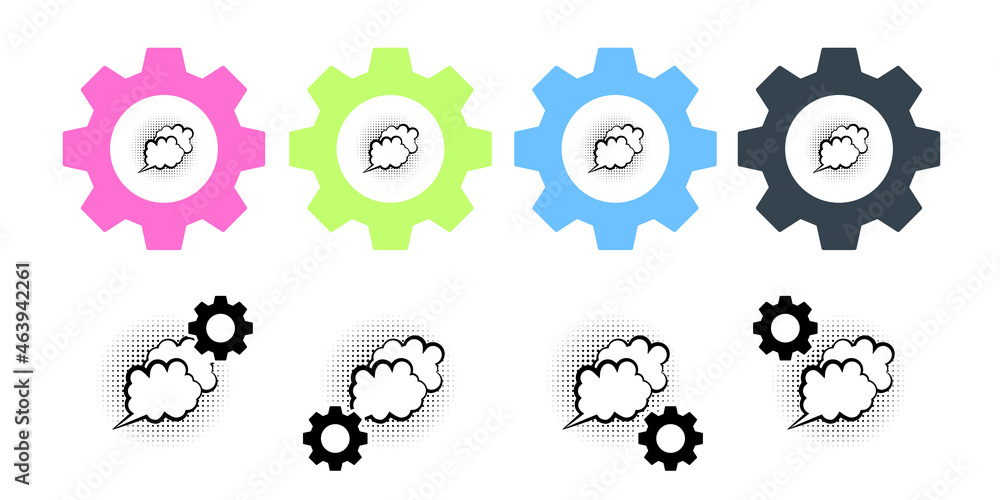 Pop art, speech bubble, clouds vector icon in gear set illustration for ui and ux, website or mobile application Pop art, speech bubble, clouds vector icon in gear set illustration for ui and ux, website or mobile application