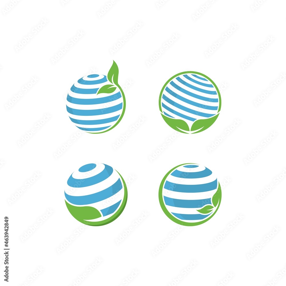 Obraz premium eco globe logo vector icon simple illustration