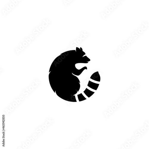 Cute Black raccoon logo vector icon illustration