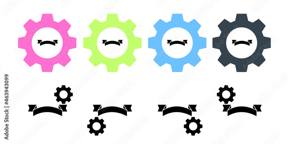 Ribbon vector icon in gear set illustration for ui and ux, website or mobile application