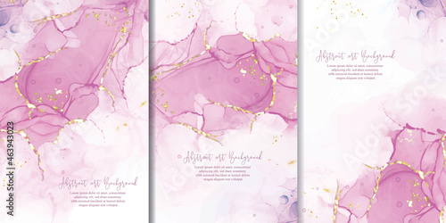 Set of Hand Painted Abstract Alcohol Ink Background