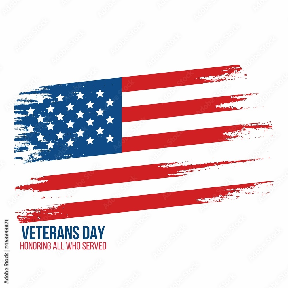 Vector Illustration of American veterans day America's National Flag with grunge and text veterans day honoring all who served perfect for presentation and card background
Vector Illustration of American veterans day America's National Flag with grunge and text veterans day honoring all who served perfect for presentation and card background