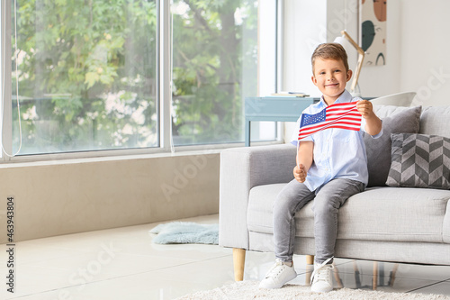 Cute little boy with USA fl...