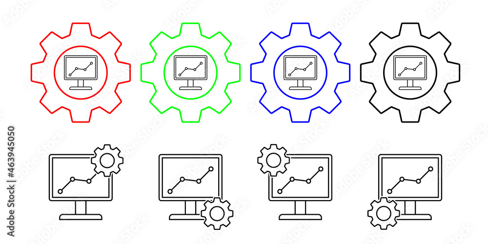 Analytics, chart, seo vector icon in gear set illustration for ui and ux, website or mobile application