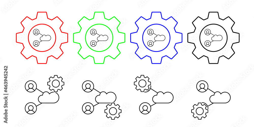 Cloud computing, users, seo vector icon in gear set illustration for ui and ux, website or mobile application Cloud computing, users, seo vector icon in gear set illustration for ui and ux, website or mobile application