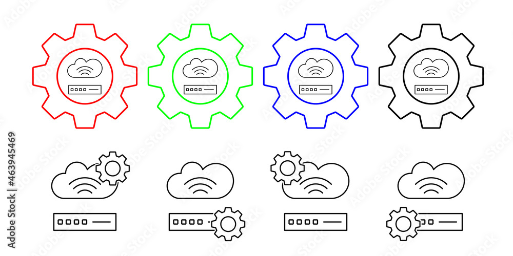 Cloud computing, wifi, seo vector icon in gear set illustration for ui and ux, website or mobile application