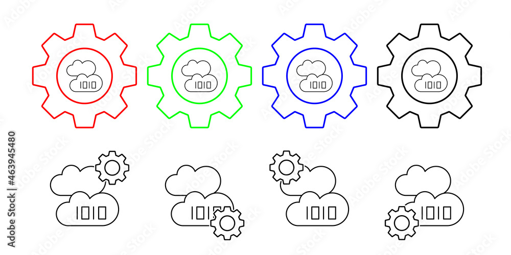 Cloud computing, 1010 vector icon in gear set illustration for ui and ux, website or mobile application