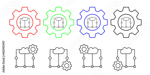 Cloud computing  circles  seo vector icon in gear set illustration for ui and ux  website or mobile application