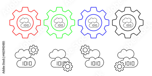 Cloud computing, 1010 vector icon in gear set illustration for ui and ux, website or mobile application