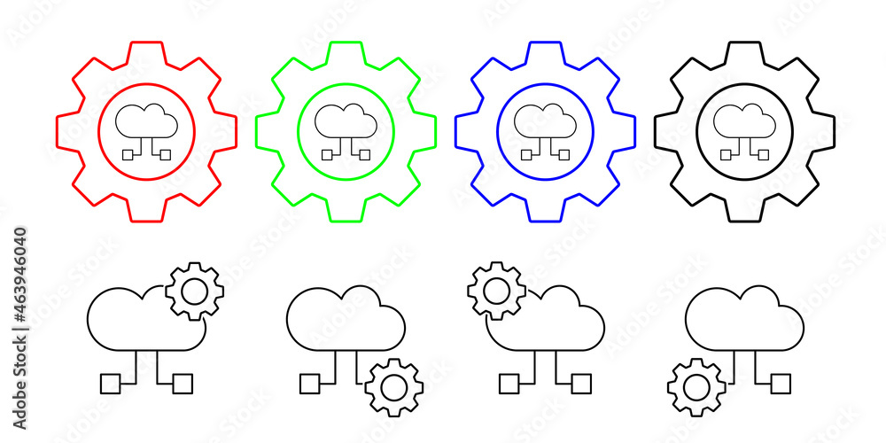 Fototapeta premium Cloud computing, rectangle, seo vector icon in gear set illustration for ui and ux, website or mobile application