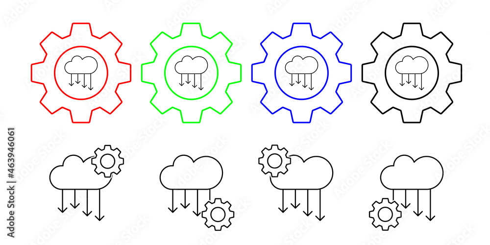 Fototapeta premium Cloud computing, arrows, seo vector icon in gear set illustration for ui and ux, website or mobile application