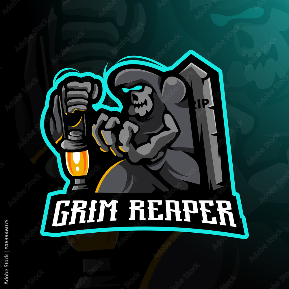 grim reaper holding the lamp esports logo mascot illustration