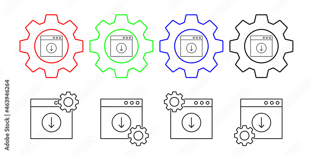 Browser, arrow, page, seo vector icon in gear set illustration for ui and ux, website or mobile application Browser, arrow, page, seo vector icon in gear set illustration for ui and ux, website or mobile application