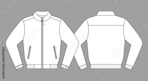 White Jacket With Template On Gray Background.Front and Back View, Vector File