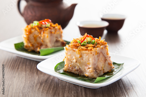 Billede på lærred Steamed Yam Cake with Ground Deep-Fried Dried Shrimps Toppings